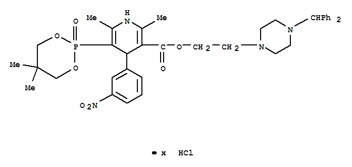 2-[4-(diphenylmethyl)piperazin-1-yl]ethyl 5-(5,5-dimethyl-2-oxido-1,3,2-dioxaphosphinan-2-yl)-2,6-dimethyl-4-(3-nitrophenyl)-1,4-dihydropyridine-3-carboxylate hydrochloride