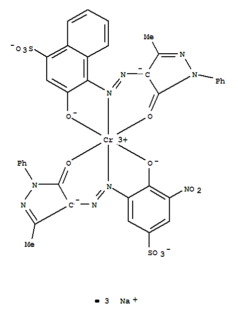 Chromate(3-),[4-[(4,5-dihydro-3-methyl-5-oxo-1-phenyl-1H-pyrazol-4-yl)azo]-3-hydroxy-1-naphthalenesulfonato(3-)][3-[(4,5-dihydro-3-methyl-5-oxo-1-phenyl-1H-pyrazol-4-yl)azo]-4-hydroxy-5-nitrobenzenesulfonato(3-)]-,trisodium