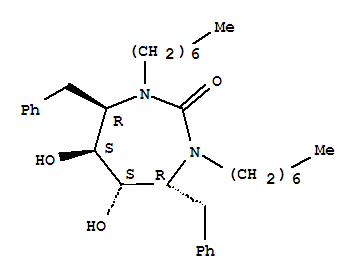 2H-1,3-diazepin-2-one, 1,3-diheptylhexahydro-5,6-dihydroxy-4,7-bis(phenylmethyl)-, (4R,5S,6S,7R)-