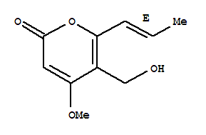 2H-Pyran-2-one,5-(hydroxymethyl)-4-methoxy-6-(1-propenyl)-, (E)-