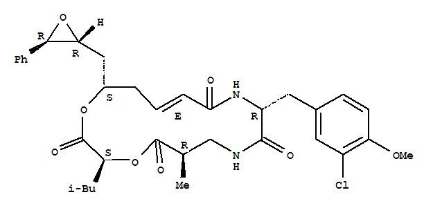 b-Alanine,N-[3-chloro-N-[5-[(2-hydroxy-4-methyl-1-oxopentyl)oxy]-1-oxo-6-(3-phenyloxiranyl)-2-hexenyl]-O-methyl-D-tyrosyl]-2-methyl-,x-lactone, [2R-[2a[1(R*),2E,5S*(S*)],3b]]-