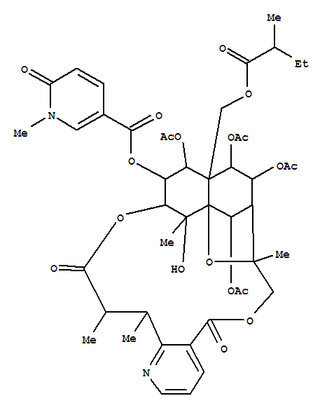Evonine,8-(acetyloxy)-O2,O15-dideacetyl-8-deoxo-O2-[(1,6-dihydro-1-methyl-6-oxo-3-pyridinyl)carbonyl]-O15-(2-methyl-1-oxobutyl)-,(8a)-