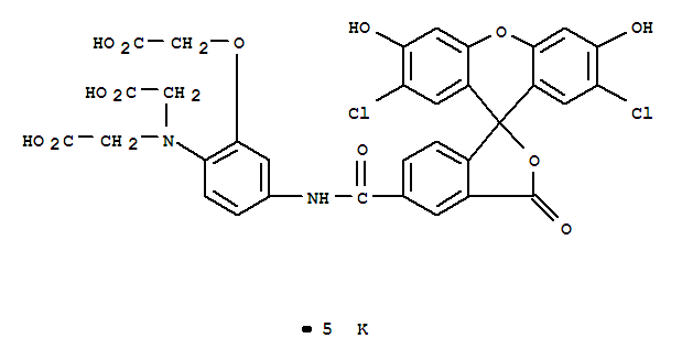 pentapotassium 2,2'-{[2-(carboxylatomethoxy)-4-{[(2',7'-dichloro-3',6'-dioxido-3-oxo-3H-spiro[2-benzofuran-1,9'-xanthen]-5-yl)carbonyl]amino}phenyl]imino}diacetate