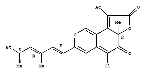 6H-Furo[2,3-h]-2-benzopyran-6,8(6aH)-dione,9-acetyl-5-chloro-3-[(1E,3E,5S)-3,5-dimethyl-1,3-heptadien-1-yl]-6a-methyl-,(6aR)-