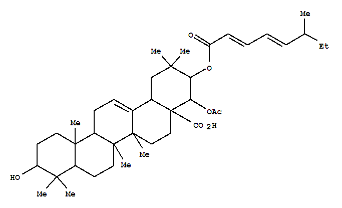 Olean-12-en-28-oicacid, 22-(acetyloxy)-3-hydroxy-21-[(6-methyl-1-oxo-2,4-octadienyl)oxy]-, [3b,21b(2Z,4E),22a]-