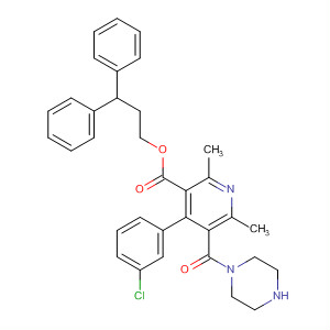 3-Pyridinecarboxylic acid,4-(3-chlorophenyl)-2,6-dimethyl-5-(1-piperazinylcarbonyl)-,3,3-diphenylpropyl ester