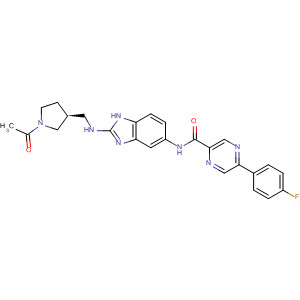 Pyrazinecarboxamide,N-[2-[[(3S)-1-acetyl-3-pyrrolidinyl]methylamino]-1H-benzimidazol-5-yl]-5-(4-fluorophenyl)-
