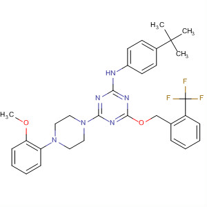 1,3,5-Triazin-2-amine,N-[4-(1,1-dimethylethyl)phenyl]-4-[4-(2-methoxyphenyl)-1-piperazinyl]-6-[[2-(trifluoromethyl)phenyl]methoxy]-