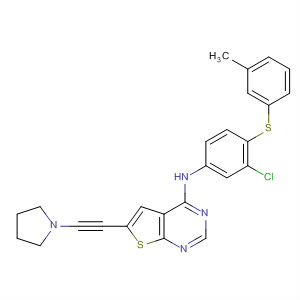 Thieno[2,3-d]pyrimidin-4-amine,N-[3-chloro-4-[(3-methylphenyl)thio]phenyl]-6-[(2R)-2-pyrrolidinylethynyl]-