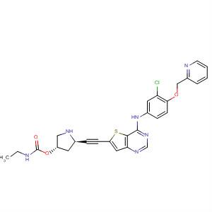 Carbamic acid, ethyl-,(3S,5R)-5-[[4-[[3-chloro-4-(2-pyridinylmethoxy)phenyl]amino]thieno[3,2-d]pyrimidin-6-yl]ethynyl]-3-pyrrolidinyl ester