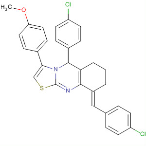 5H-Thiazolo[2,3-b]quinazoline,5-(4-chlorophenyl)-9-[(4-chlorophenyl)methylene]-6,7,8,9-tetrahydro-3-(4-methoxyphenyl)-, (9E)-
