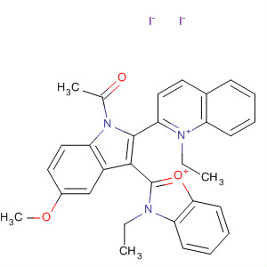 Quinolinium,2-[1-acetyl-3-(3-ethylbenzoxazolium-2-yl)-5-methoxy-1H-indol-2-yl]-1-ethyl-, diiodide