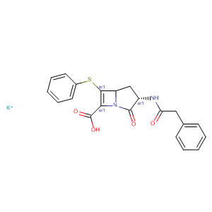 1-Azabicyclo[3.2.0]hept-6-ene-7-carboxylic acid,2-oxo-3-[(phenylacetyl)amino]-6-(phenylthio)-, monopotassium salt, cis-