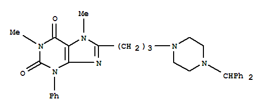 1H-Purine-2,6-dione,8-[3-[4-(diphenylmethyl)-1-piperazinyl]propyl]-3,7-dihydro-1,7-dimethyl-3-phenyl-