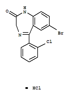 2H-1,4-Benzodiazepin-2-one,7-bromo-5-(2-chlorophenyl)-1,3-dihydro-, hydrochloride (1:1) molecular structure