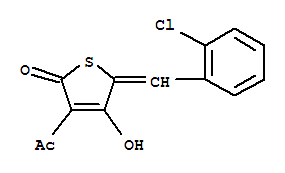 (2Z)-4-acetyl-2-[(2-chlorophenyl)methylidene]-5-hydroxythiophen-3(2H)-one molecular structure