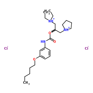 1-[3-(diethylammonio)-2-({[3-(pentyloxy)phenyl]carbamoyl}oxy)propyl]pyrrolidinium dichloride molecular structure