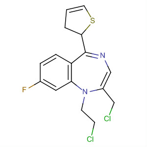 1H-1,4-Benzodiazepine,1-(2-chloroethyl)-2-(chloromethyl)-8-fluoro-2,3-dihydro-5-(2-thienyl)- molecular structure