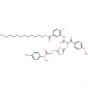 Benzoic acid,4-chloro-3-[[3-(4-methoxyphenyl)-2-[[5-[[2-[2-(4-methylphenyl)hydrazino]-2-oxoethyl]thio]-1,3,4-oxadiazol-2-yl]thio]-1,3-dioxopropyl]amino]-,dodecyl ester