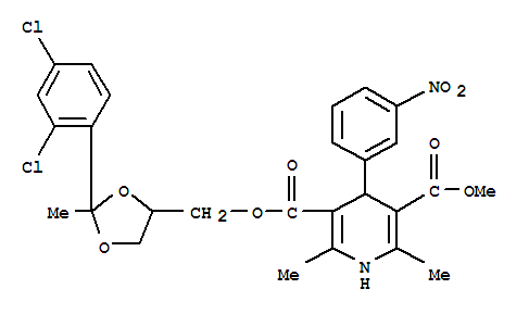 [2-(2,4-dichlorophenyl)-2-methyl-1,3-dioxolan-4-yl]methyl methyl 2,6-dimethyl-4-(3-nitrophenyl)-1,4-dihydropyridine-3,5-dicarboxylate molecular structure