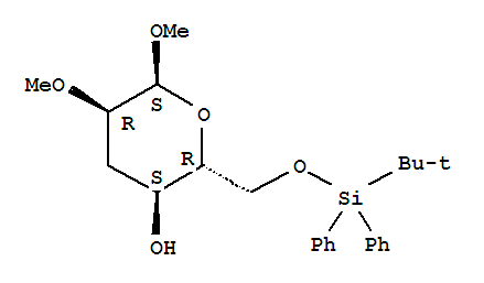 .alpha.-D-ribo-Hexopyranoside, methyl 3-deoxy-6-O-(1,1-dimethylethyl)diphenylsilyl-2-O-methyl- molecular structure