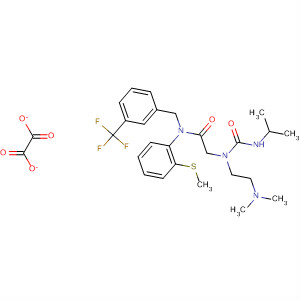 Acetamide,2-[[2-(dimethylamino)ethyl][[(1-methylethyl)amino]carbonyl]amino]-N-[2-(methylthio)phenyl]-N-[[3-(trifluoromethyl)phenyl]methyl]-, ethanedioate molecular structure