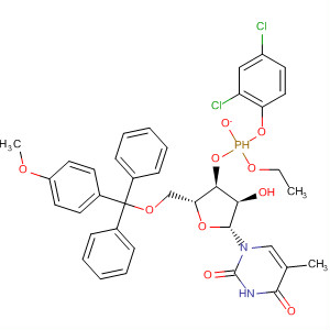 Thymidine, 5'-O-[(4-methoxyphenyl)diphenylmethyl]-,3'-(2,4-dichlorophenyl ethyl phosphite) molecular structure