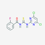 N-[(4,6-dichloropyrimidin-2-yl)carbamothioyl]-2-fluorobenzamide