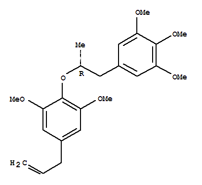 Benzene,1,3-dimethoxy-2-[1-methyl-2-(3,4,5-trimethoxyphenyl)ethoxy]-5-(2-propenyl)-,(R)- molecular structure