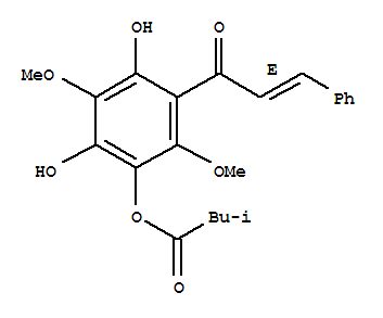 Butanoicacid, 3-methyl-, 2,4-dihydroxy-3,6-dimethoxy-5-(1-oxo-3-phenyl-2-propenyl)phenylester, (E)- molecular structure
