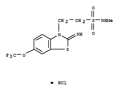 2-[(2Z)-2-imino-5-methyl-6-(trifluoromethoxy)-1,3-benzothiazol-3(2H)-yl]ethanesulfonamide hydrochloride molecular structure