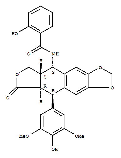 benzamide, N-[(5S,5aS,8aR,9R)-5,5a,6,8,8a,9-hexahydro-9-(4-hydroxy-3,5-dimethoxyphenyl)-8-oxofuro[3',4':6,7]naphtho[2,3-d]-1,3-dioxol-5-yl]-2-hydroxy-