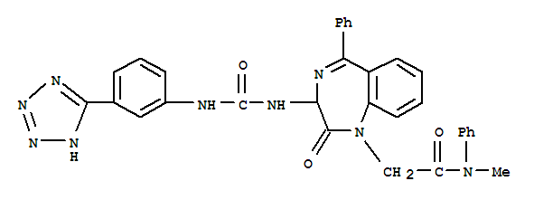 1H-1,4-Benzodiazepine-1-acetamide,2,3-dihydro-N-methyl-2-oxo-N,5-diphenyl-3-[[[[3-(2H-tetrazol-5-yl)phenyl]amino]carbonyl]amino]- molecular structure