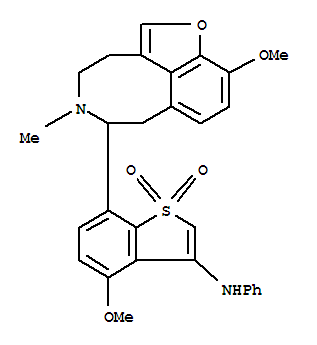 4-methoxy-7-(3-methoxy-8-methyl-8,9,10,10a-tetrahydro-7H-furo[4,3,2-fg][3]benzazocin-7-yl)-N-phenyl-1-benzothiophen-3-amine 1,1-dioxide