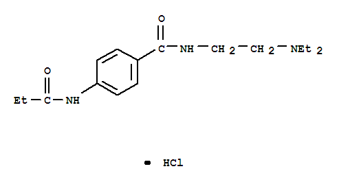 N-[2-(diethylamino)ethyl]-4-[(propionyl)amino]benzamide monohydrochloride molecular structure