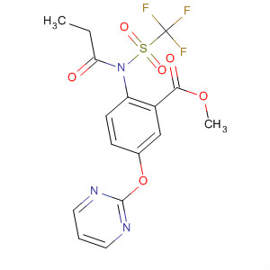 Benzoic acid,2-[(1-oxopropyl)[(trifluoromethyl)sulfonyl]amino]-5-(2-pyrimidinyloxy)-,methyl ester