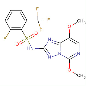 Benzenesulfonamide,N-(5,8-dimethoxy[1,2,4]triazolo[1,5-c]pyrimidin-2-yl)-2-fluoro-6-(trifluoromethyl)- molecular structure