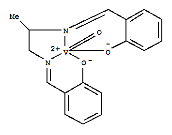 (6Z,6'Z)-6,6'-{propane-1,2-diylbis[imino(Z)methylylidene]}biscyclohexa-2,4-dien-1-one - oxovanadium (1:1) molecular structure