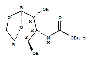 .beta.-D-Gulopyranose, 1,6-anhydro-3-deoxy-3-(1,1-dimethylethoxy)carbonylamino- molecular structure