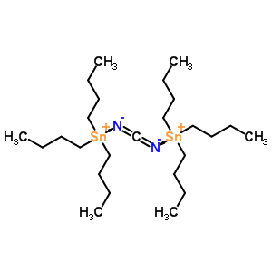bis(tributylstannanylium) methanediylidenediazanide molecular structure