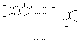 2-(diethylamino)-1-[(6,7-dimethoxy-4-oxo-2-thioxo-1,4-dihydroquinazolin-3(2H)-yl)methyl]ethyl 3,4,5-trimethoxybenzoate hydrochloride molecular structure