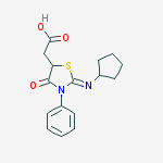 [(2Z)-2-(cyclopentylimino)-4-oxo-3-phenyl-1,3-thiazolidin-5-yl]acetic acid molecular structure