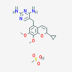 5-[(2-cyclopropyl-7,8-dimethoxy-2h-chromen-5-yl)methyl]pyrimidine-2,4-diamine;methanesulfonic Acid molecular structure