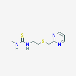 Thiourea, N-methyl-N'-[2-[(2-pyrimidinylmethyl)thio]ethyl]- molecular structure