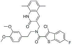 Benzo[b]thiophene-2-carboxamide, 3-chloro-N-[(1,2-dihydro-5,8-dimethyl-2-oxo-3-quinolinyl)methyl]-N-[2-(3,4-dimethoxyphenyl)ethyl]-6-fluoro- (9CI)