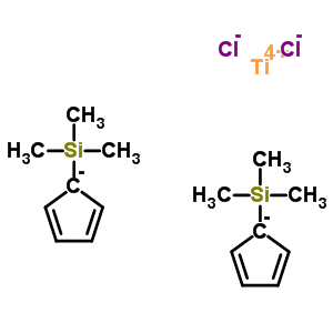 titanium(4+) dichloride bis[1-(trimethylsilyl)cyclopenta-2,4-dienide] molecular structure