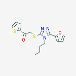 ETHANONE,2-[[4-BUTYL-5-(FURAN-2-YL)-4H-1,2,4-TRIAZOL-3-YL]THIO]-1-(2-THIENYL)- molecular structure