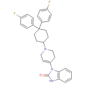 2H-Benzimidazol-2-one,1-[1-[4,4-bis(4-fluorophenyl)cyclohexyl]-1,2,3,6-tetrahydro-4-pyridinyl]-1,3-dihydro- molecular structure