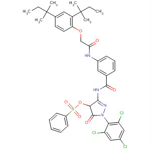 Benzamide,3-[[[2,4-bis(1,1-dimethylpropyl)phenoxy]acetyl]amino]-N-[4,5-dihydro-5-oxo-4-[(phenylsulfonyl)oxy]-1-(2,4,6-trichlorophenyl)-1H-pyrazol-3-yl]- molecular structure