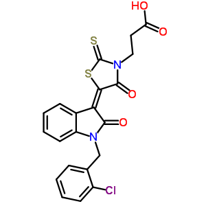 3-{(5E)-5-[1-(2-chlorobenzyl)-2-oxo-1,2-dihydro-3H-indol-3-ylidene]-4-oxo-2-thioxo-1,3-thiazolidin-3-yl}propanoic acid